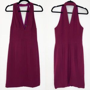 NWT Zac Posen Sleeveless Halter V-Neck Plum Sheath Dress 12